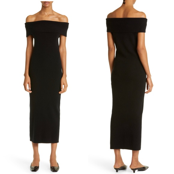 TOTEME Off-Shoulder Rib Knit Dress in Black Size Small S - Picture 1 of 7
